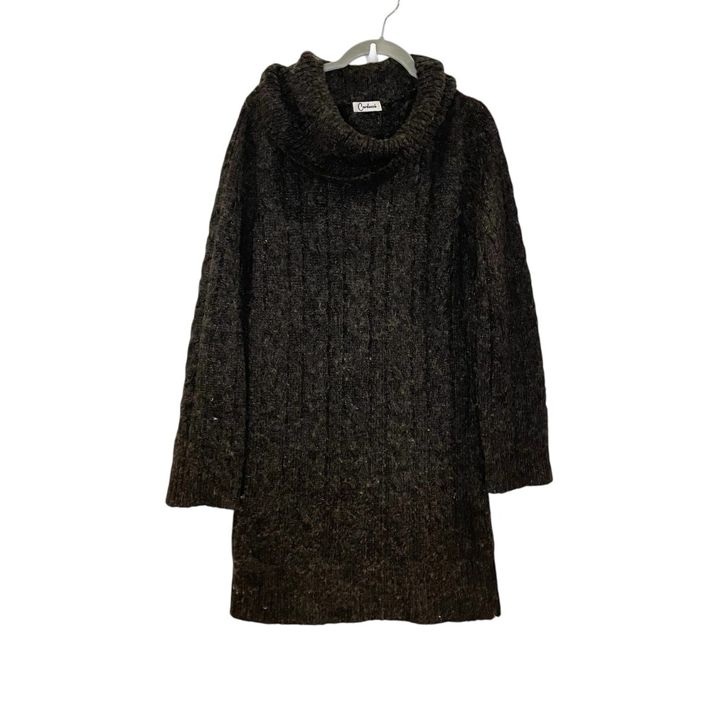 Vintage Carducci Grey‎ Wool Blend Chunky Cowl Neck Cable Knit Sweater Dress M/L